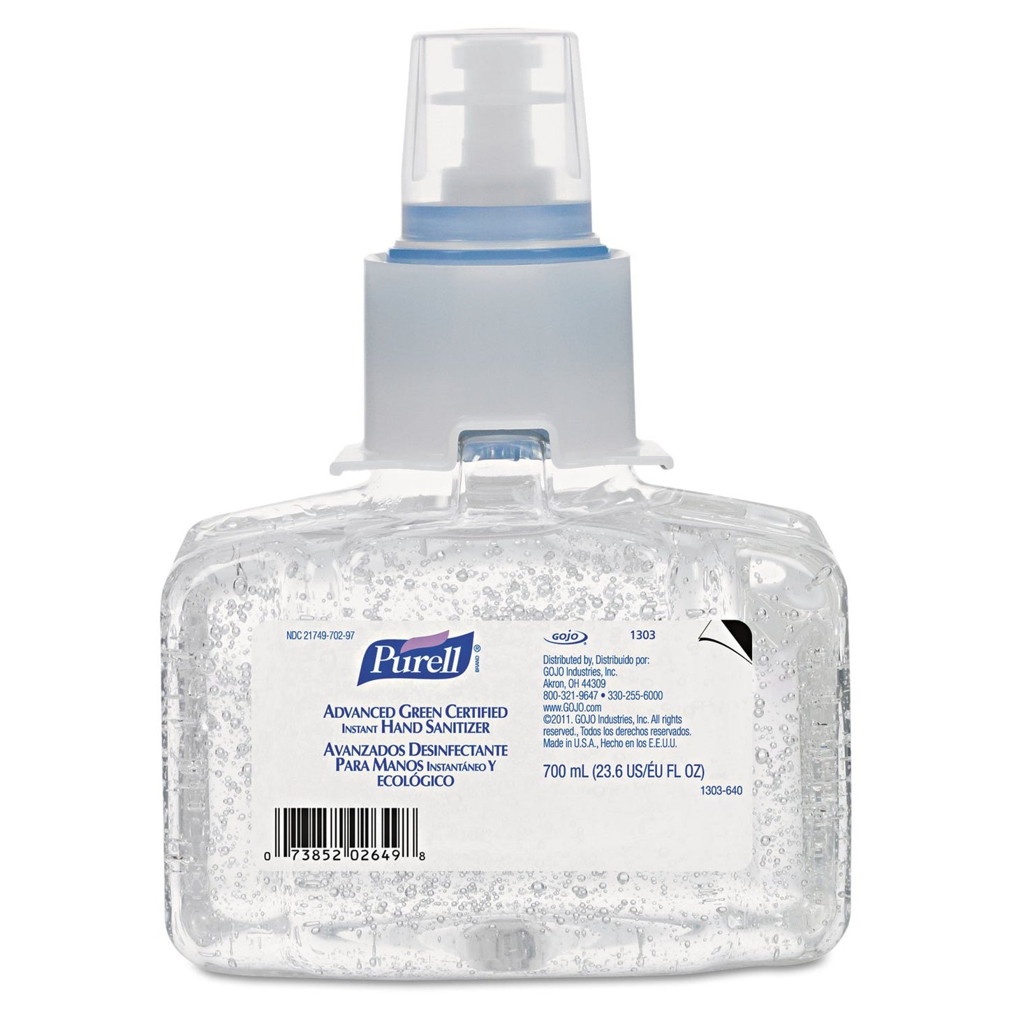 PURELL Advanced Hand Sanitizer Green Certified Gel, 700 mL Hand Sanitizer Refill for PURELL LTX-7 Touch-Free Dispenser (Pack of 3) - 1303-03