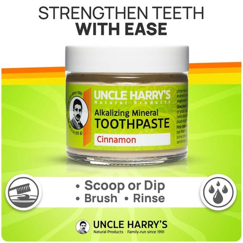 Uncle Harry's Cinnamon Remineralizing Toothpaste | Natural Whitening Toothpaste Freshens Breath & Promotes Enamel | Vegan Fluoride Free Toothpaste (4 Pack)
