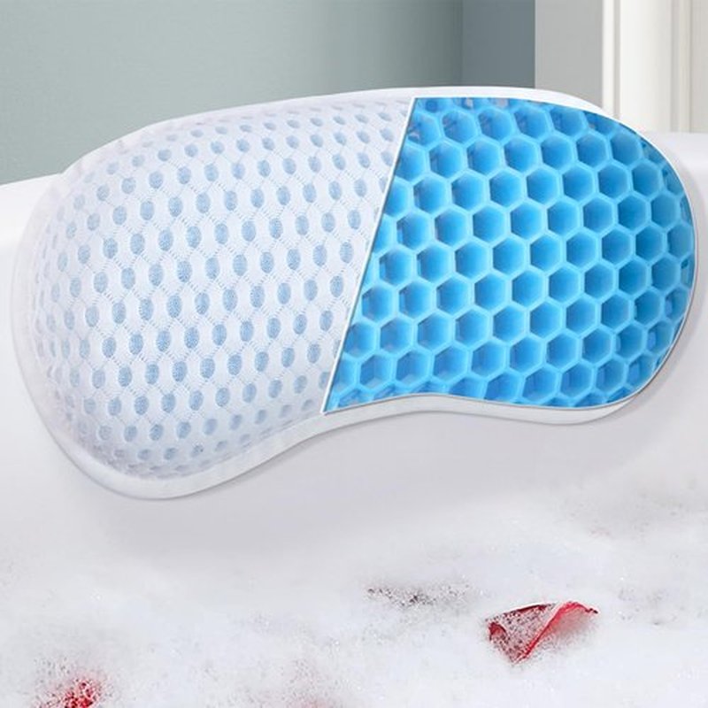 Bath Pillow Bathtub Pillow with 3 Non-Slip Suction Cups,Bath Pillow for Tub-Comfortable Bathtub Pillows for Neck Head and Back Support，Extra Thick and Soft Air Mesh Pillow for Bath,White