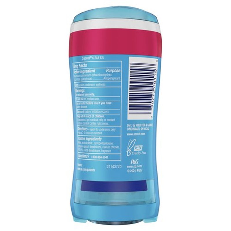 Secret Fresh Antiperspirant and Deodorant for Women, 48hr Freshness, Sweat & Odor Protection, PH Balancing Minerals, Clear Gel, Delicate Rose Scent, 2.6 oz (Pack of 2)