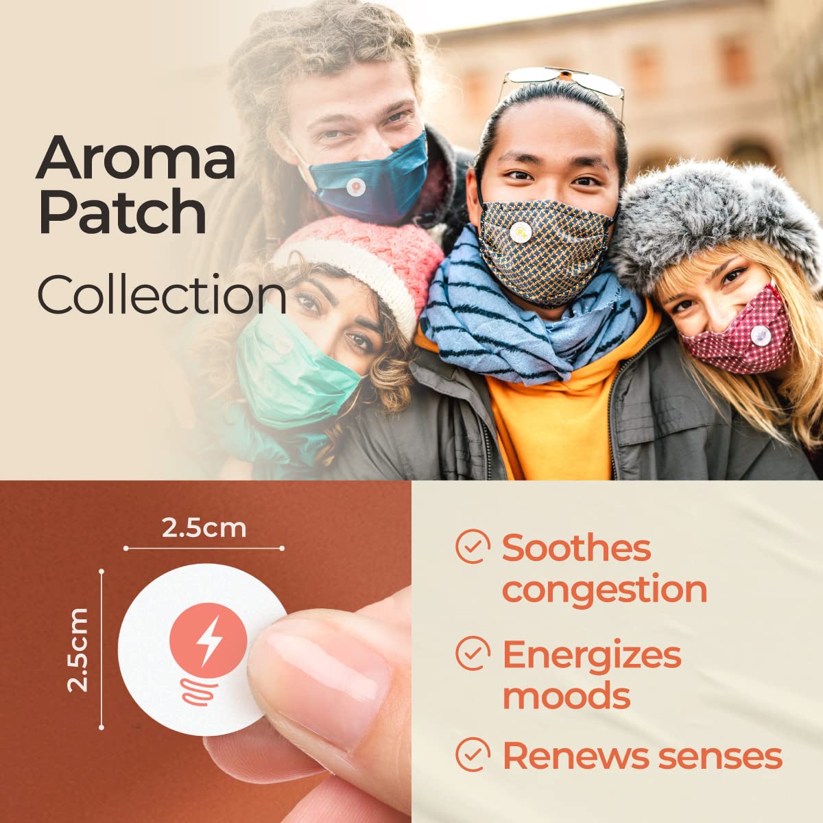 Gya Labs Combo Pack Aroma Mask Patches - Essential Oil Scented Mask Stickers for Face Masks & Pillows, Infused with Essential Oils (5 Packs, 60 Stickers)