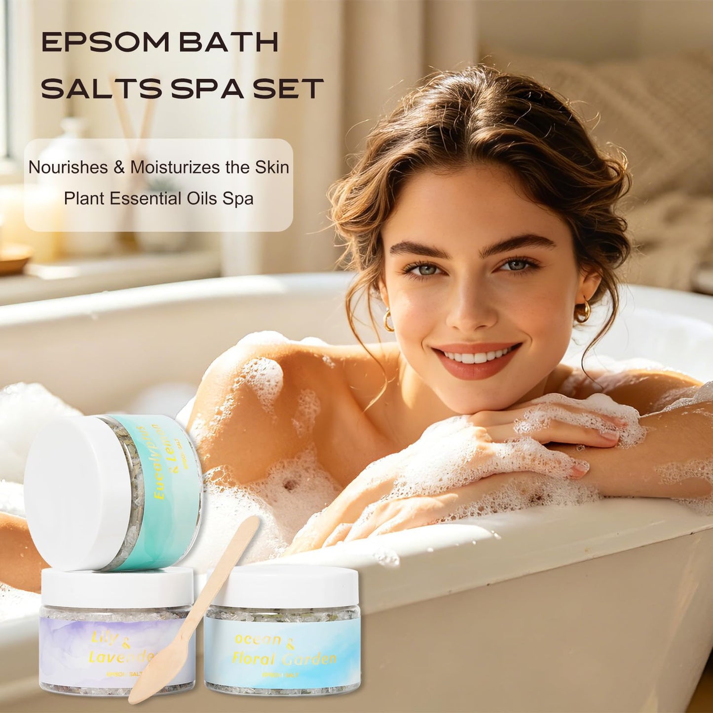 Gifts for Women & Men, Birthday Gifts - 6 Pcs Luxurious Bath Spa Salts Gift