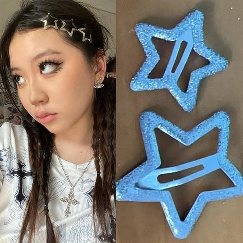 20 PCS Sparkling 1.22" and 1.65"Star Hair Clips Snap Star Hair Accessories Non Slip Star Clips for Girls Women Y2K Accessories Silver Metal Hair Clip Star Hair Barrettes Star Hair Clips Star Hair Clip