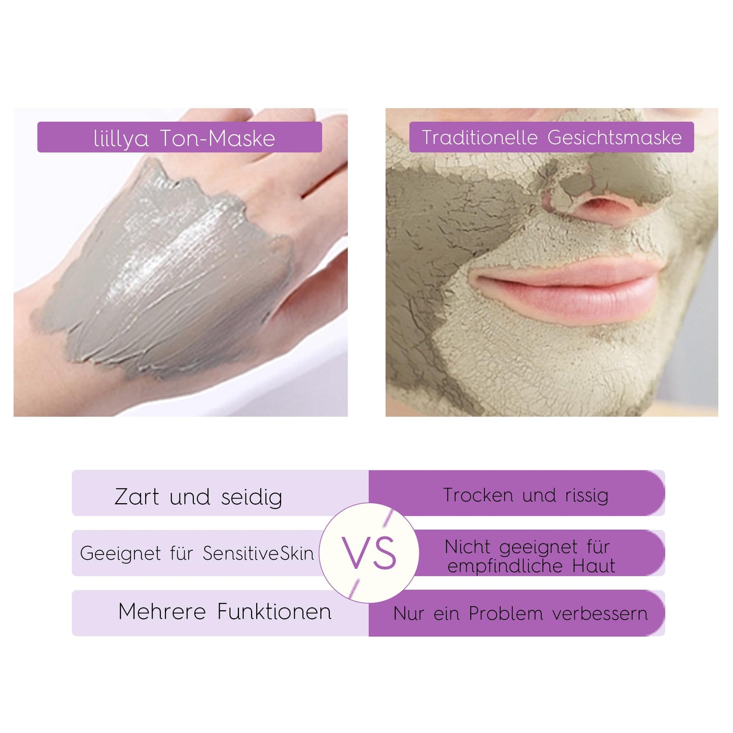 Liillya Mini Clay Mask for Face 10 Pods Travel Size Mud Mask, Dead Sea, Rose, Avocado, Green Tea, Eggplant, Blackhead Removal Deep Pore Cleansing, Self Care Gifts for Women & Men