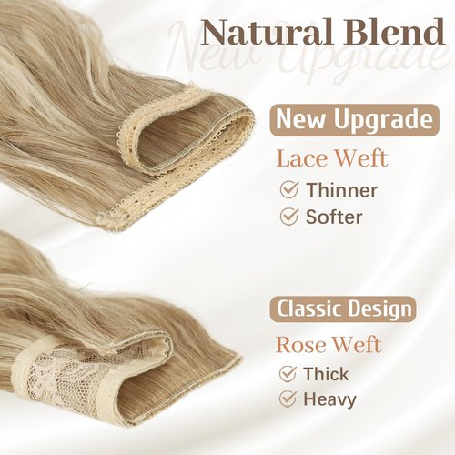 KooKaStyle Hair Extensions, 7PCS Clip in Long Mermaid Wavy Hair Extensions Thick Natural Hairpieces Double Weft for Women Full Head (20 Inch, Dirty Blonde)