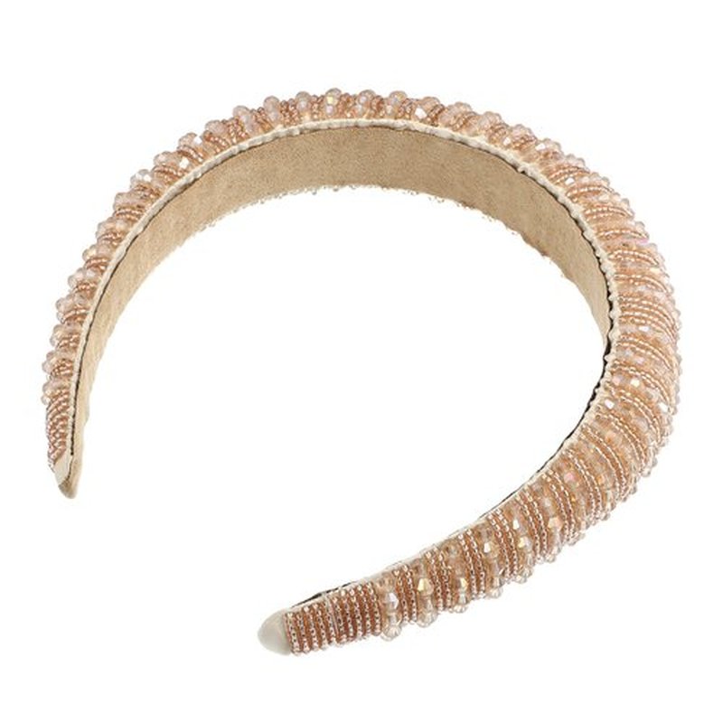 VOCOSTE Crystal Headband, Rhinestone Hairband for Women, Champagne, 1.2 Inch Wide