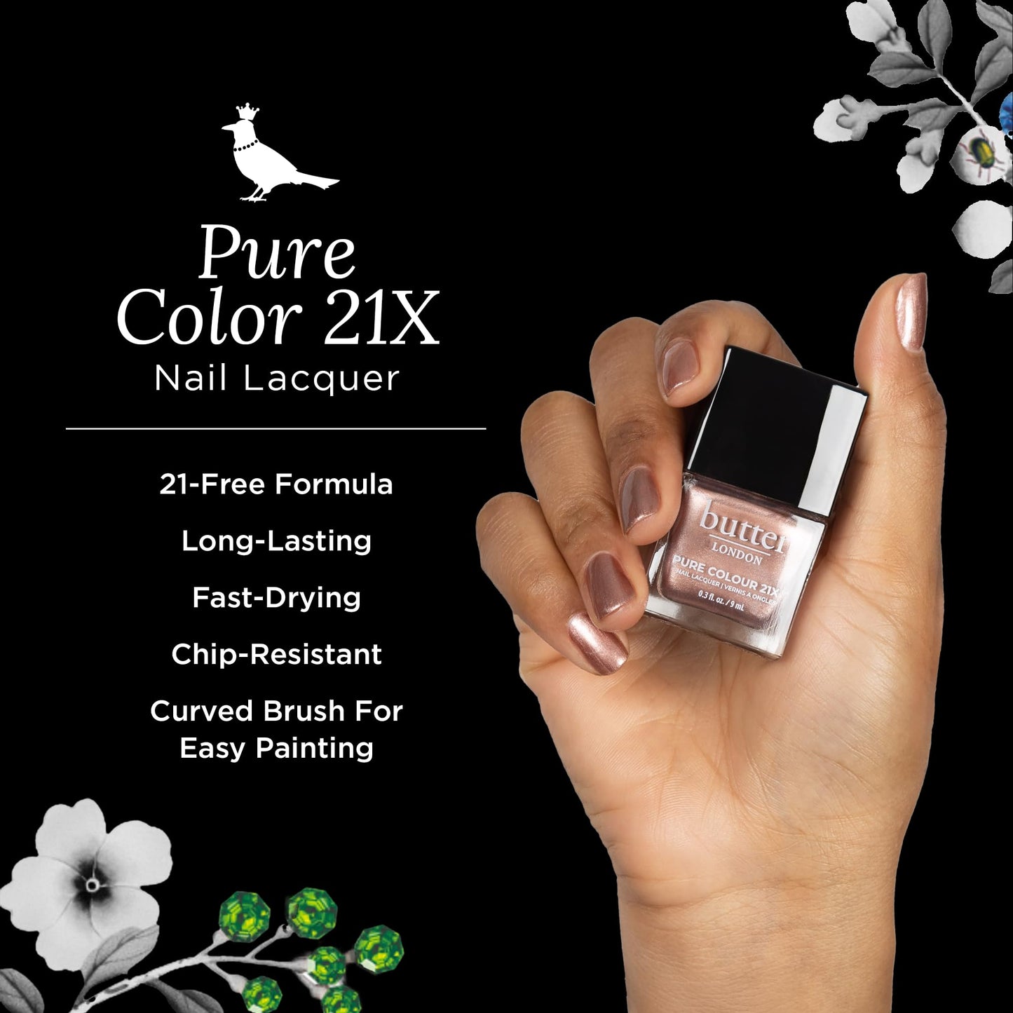 butter LONDON PC21X Nail Lacquer Polish, Bubbly Rose - Fast-Drying, Long Lasting Gel-Like Finish & Chip-Resistant Nail Lacquer Helps Protects & Strengthens Nails - Vegan & Cruelty-Free