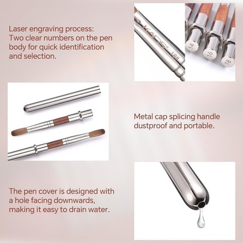 KADS Acrylic Nail Brush with Penholder Nail Brush for Acrylic Application-Oval Shaped Powder Nail Design Tools for Professional Manicure DIY Home Salon (6#)
