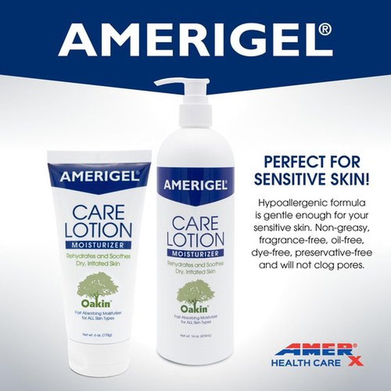 AMERIGEL Care Lotion – Hypoallergenic Moisturizer - Diabetic Skin Care - Rehydrates and Soothes Dry, Irritated Skin - 16 oz.