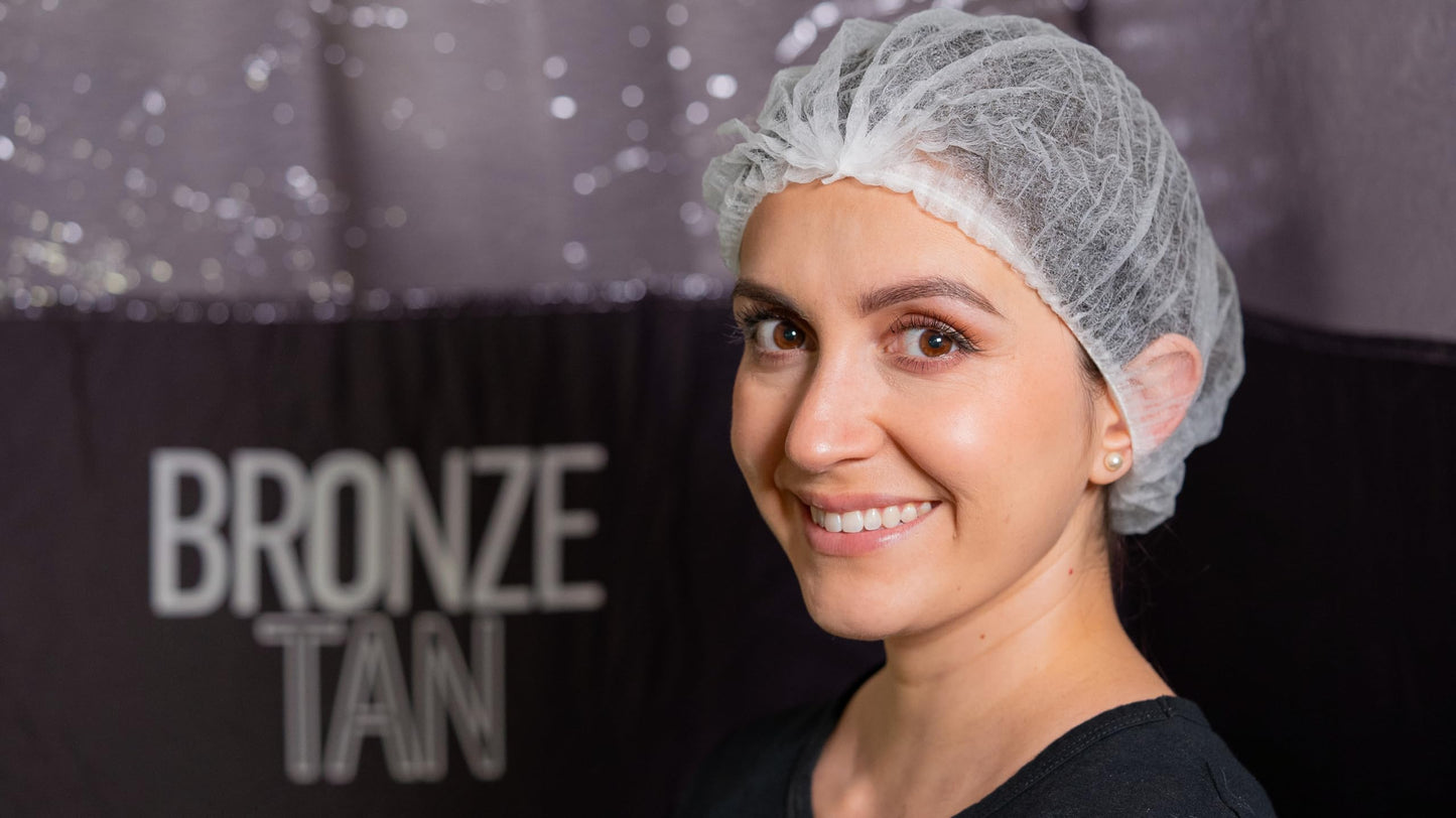 Bronze Tan Hair Nets for Spray Tanning or Food Service - Spray Tanning Supplies - Essential for Sunless Tanning -Perfect for Salons and Home Use - Protects Hair from Spray Tan Solution - 50 Pack