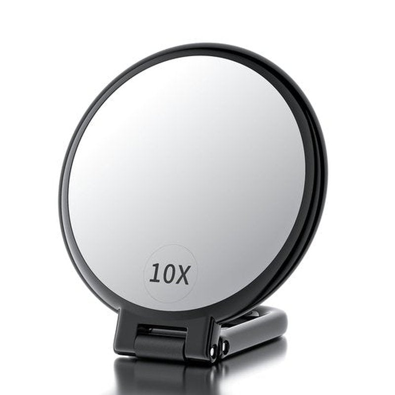 Beautifive Handheld Magnifying Mirror, 10X/1X Double Sided Hand Mirror with Handle, 5.4" Small Hand Held Mirror with Adjustable Handle, Travel Makeup Mirror with 10x Magnification Travel Mirror