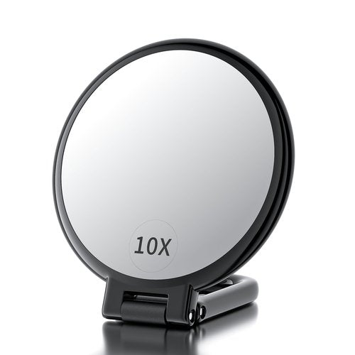 Beautifive Handheld Magnifying Mirror, 10X/1X Double Sided Hand Mirror with Handle, 5.4" Small Hand Held Mirror with Adjustable Handle, Travel Makeup Mirror with 10x Magnification Travel Mirror