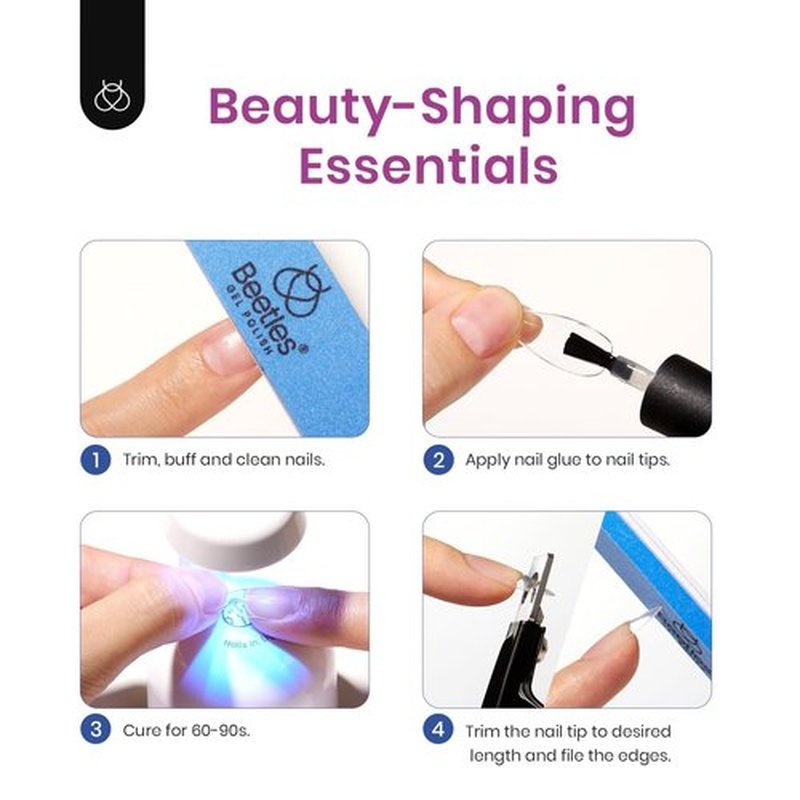 Beetles Gel Nail Kit Easy Nail Extension Set with Clear Soft Gelly Gel Nail Tips, 240 Pcs Beetles Gel X Short Oval Nails Tips 5 In 1 Nail Glue Base Gel Uv Led Lamp Press on Nails False Nails