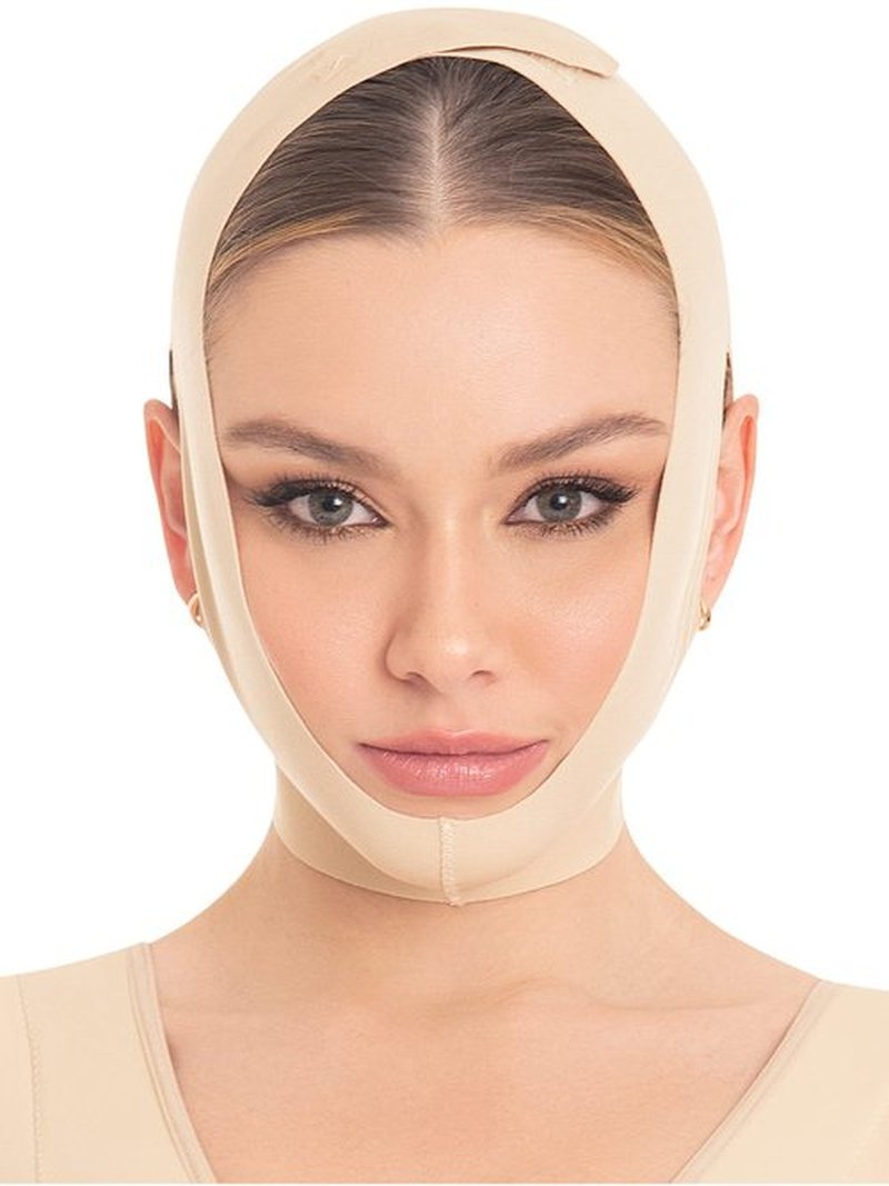M&D Face Slimming Chin Strap Lipo Compression Garment Mentonera Postquirúrgica Facial Beige M
