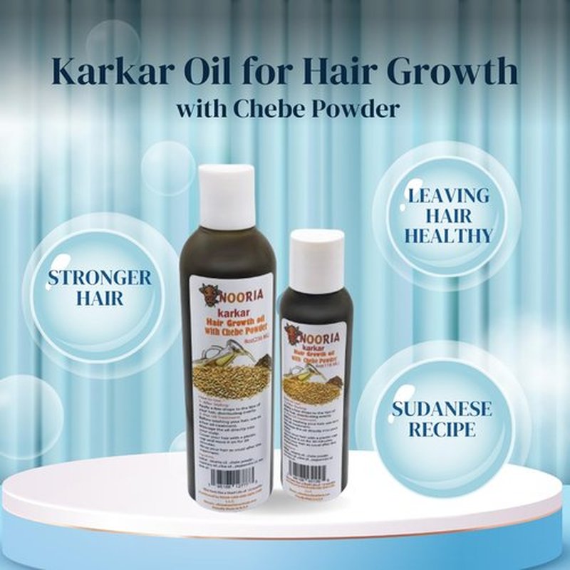 NOORIA Karkar Hair Growth Oil 8oz with Authentic Chebe Powder, Peppermint Scent, Deep Moisturizing, Itchy Scalp Relief, Contains Sesame, Rosemary, Olive, Peppermint, and Tea Tree Oil