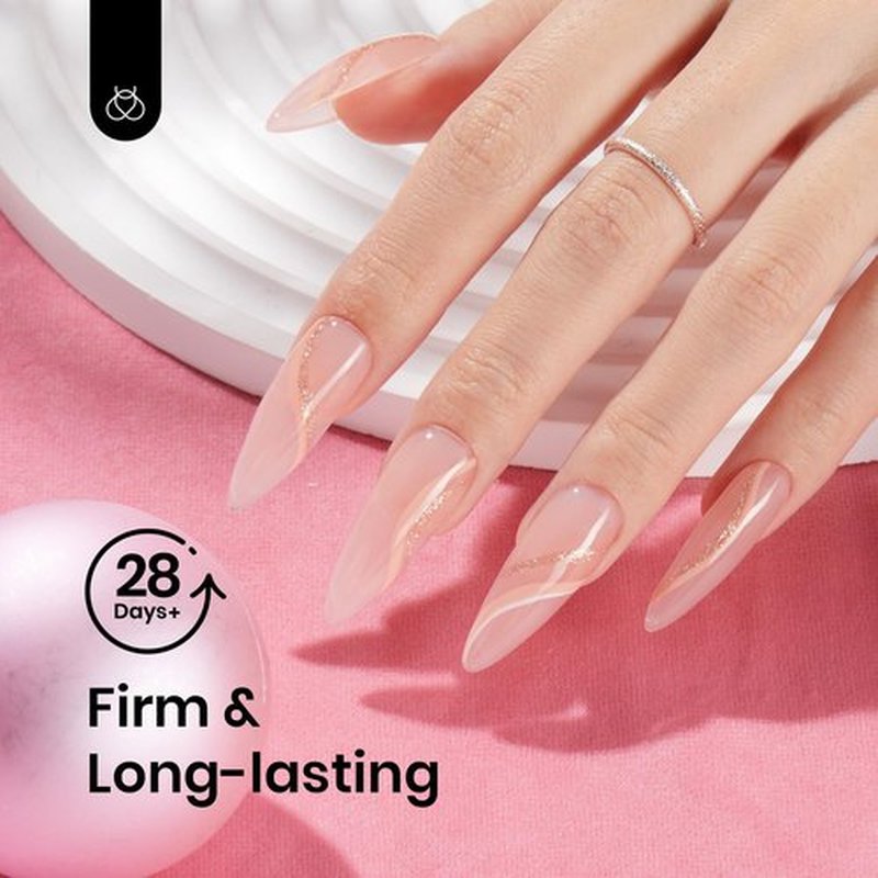 Beetles Poly Extension Gel Nail Kit, 4 Colors Milky White Nude Pink Neutral Poly Nail Gel Builder Hybrid Jelly Gel with Base&Top Coat Set DIY Nail Art Gift for Women