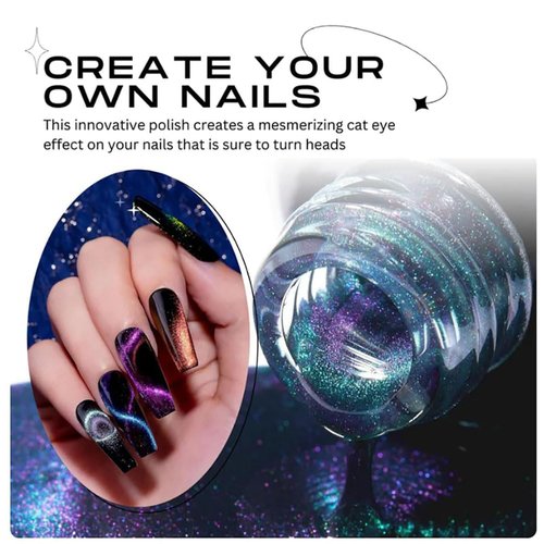 HAGUAN Cateyeslay Magnetic Gel Polish, Magnetic Gel Polish Cat Eye, CatEyeSlay Cat Eye Magnetic Nail Polish, Cat Eye Gel Nail Polish Set, For Home DIY Manicure Varnish Art Design (04)