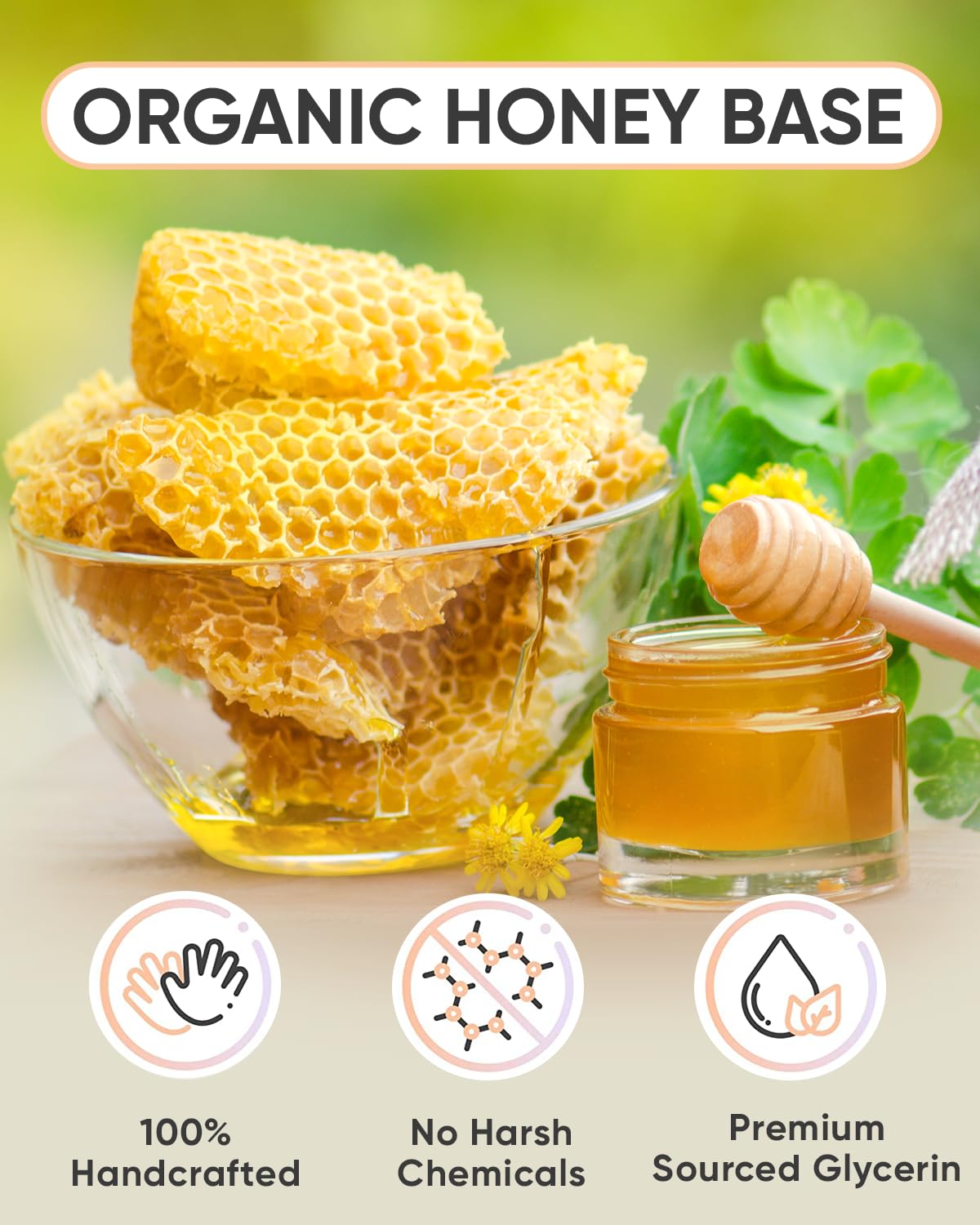 Essencetics Honey Soap Base Melt and Pour 5 lb – SLS Free – Organic Melt and Pour Soap Base for Soaps Making - Made from Natural Glycerin - Glicerina para Hacer Jabones Artesanales Organica