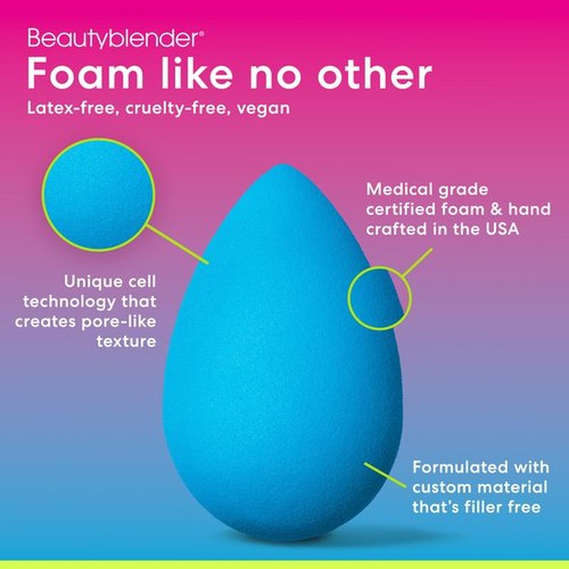 Beautyblender® | Topaz Sky Beauty Blender Makeup Sponge, Super-Soft Foam Easily Blends Foundations, Powders & Creams, Made in USA, Reusable, Washable, Streak Free Application, Vegan, Cruelty Free