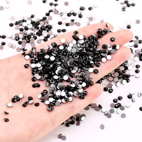 Novani Black Rhinestones 1440pcs SS20 Glass Rhinestones Crystal Flatback Gemstones for Crafts Nails Makeup Bags and Shoes Decoration（SS20, 4.8-5mm）