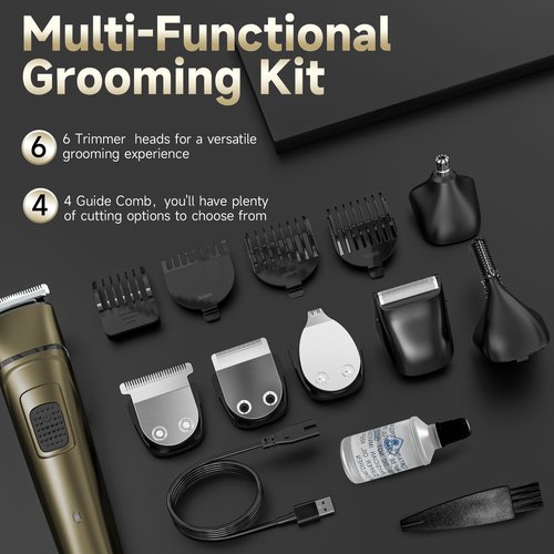 Body Hair Trimmer for Men Electric Groin Hair Trimmer Cordless Beard Trimming Kit with Standing Charging Dock USB Rechargeable,for Mustache Body Facial Nose Ear Hair Cutting with LED Light