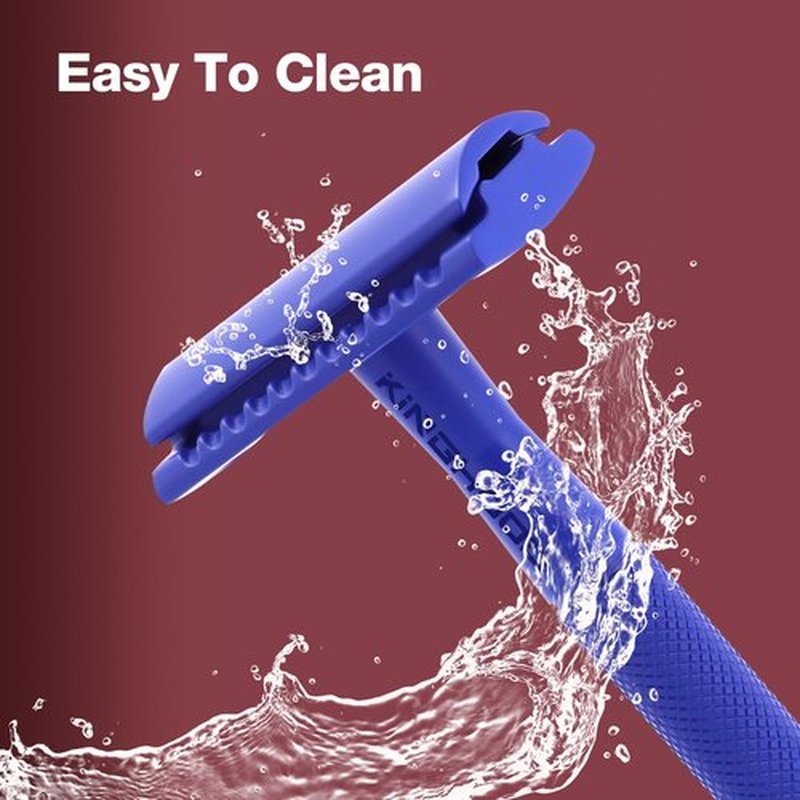 KINGHOOD Brass Single Blade Razor Safety Razor Metal Double Edge Razor One Blade Razor with 10 Blades Long Handle Weighted Eco-Friendly Reusable Razor