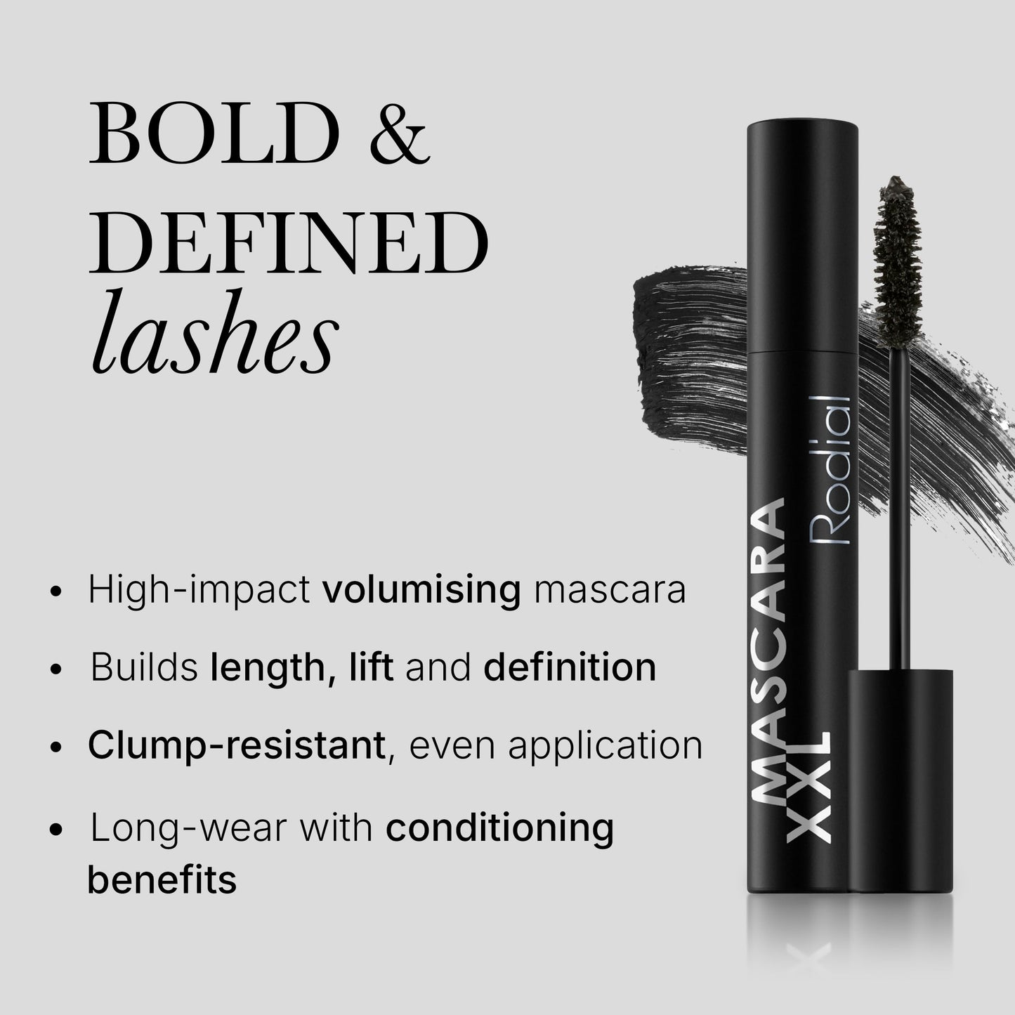 Rodial Mascara XXL- Black 0.4 fl oz, Supercharged Volume Lash Mascara, Long-Wear and Non-Clumping Formula, High Volume Black Mascara XXL