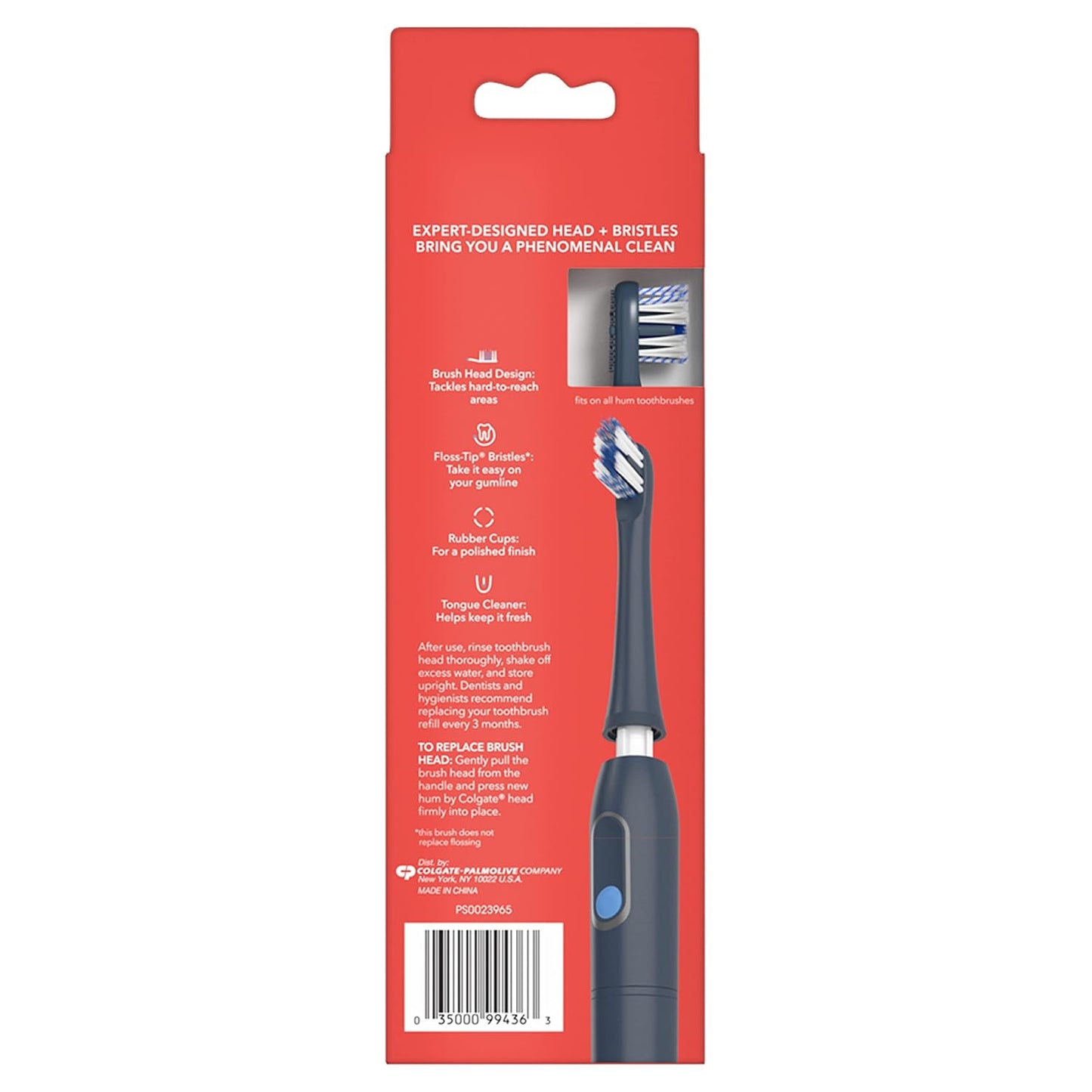 Colgate Hum Connected Smart Battery Toothbrush Refill Head, Blue, 2 Pack