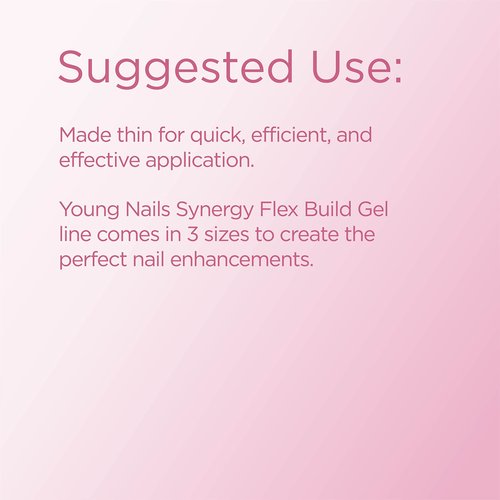 Young Nails Synergy Gel System, Building Gel - Hard Builder Gel, Superior Adhesion & Strength, Structured Nail Gel Builder - Flex Gel, Clear, 60g