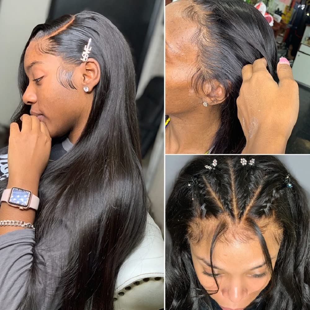 Brazilian Human Hair Bundles with Closure (22 24 26+20) 10A Straight Bundles with Closure 100% Unprocessed Virgin Quick Weave 3 Bundles Human Hair with Lace Closure Free Part