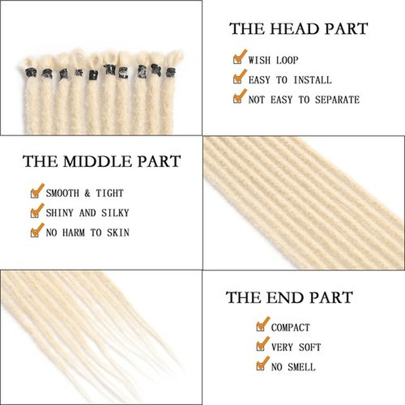 Dreadlocks Extended Thin 0.6cm 20 strands 24 inch handmade soft reggae hair Hip Hop style synthetic Horror Extension Long crochet hippie Horror lock hair #613