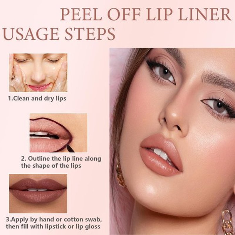 Aaiffey Lip Liner Stain Peel Off,Long Lasting Lip Stain Peel Off Waterproof Lip Tint Stain Non-Stick Cup Natural Lip Makeup (01#Nude+02#Cocoa)