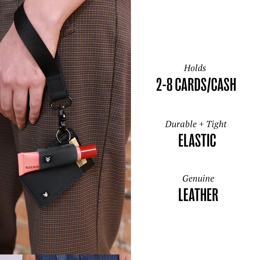 Thread Wallets Ultra Slim Wallet Vertical Leather Card Sleeve Wallet Thin Card Holder Minimalist Card Holder Wallets RFID Secure Black