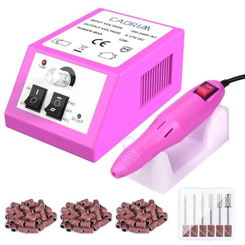 Electric Nail Drill, Cadrim Nail Drill Machine, Nail Electric Drill for Acrylic Nails Gel Nail Glazing Nail Drill Nail Art Polisher Sets Glazing Nail Drill Fast Manicure Pedicure, Pink