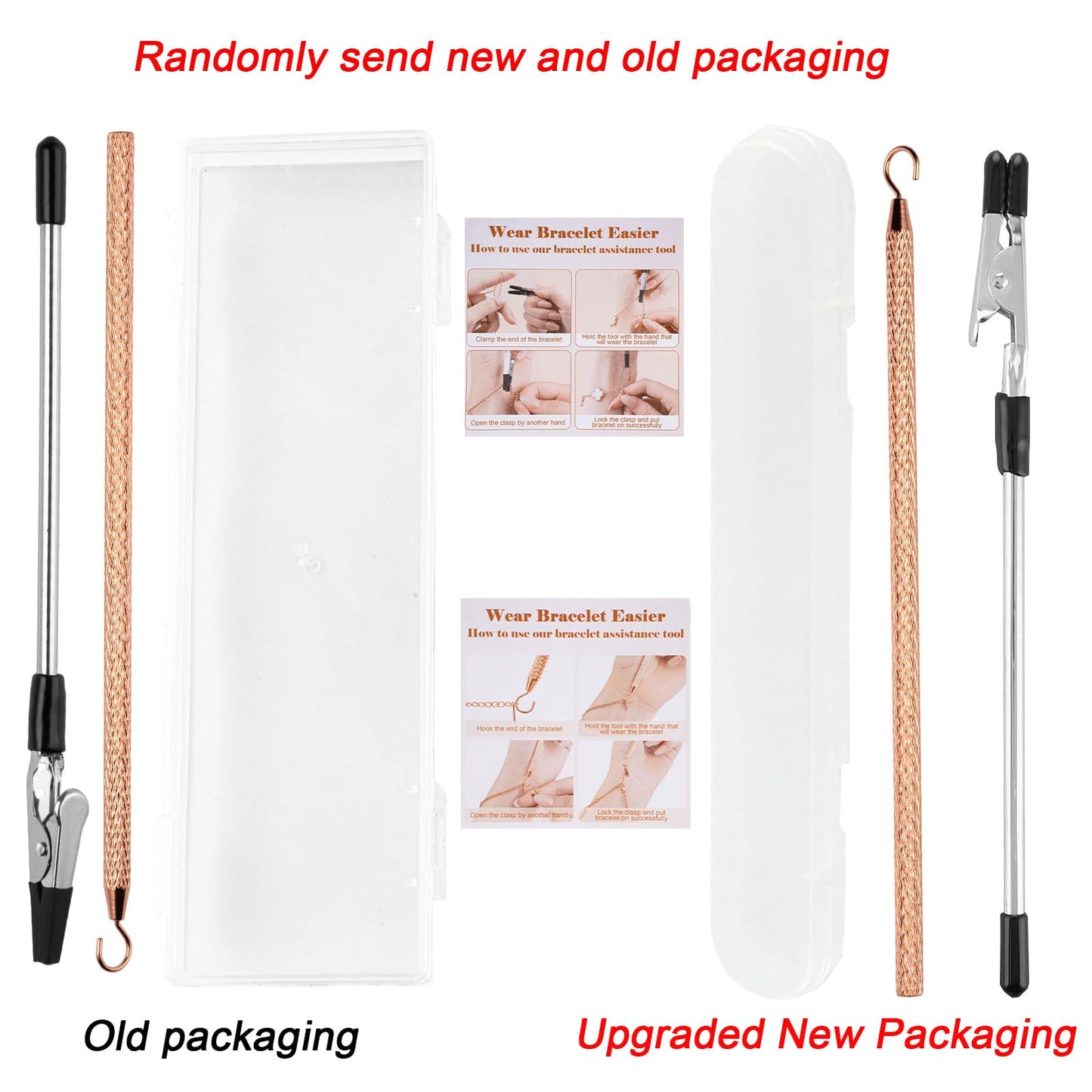 Vnsuyo 2 Pcs Bracelet Helper Tool, Portable Bracelet Helper Easy to Put on Yourself, Fastener Helpers Tool for Jewelry Clasps, Necklace, Zippers, Crafts