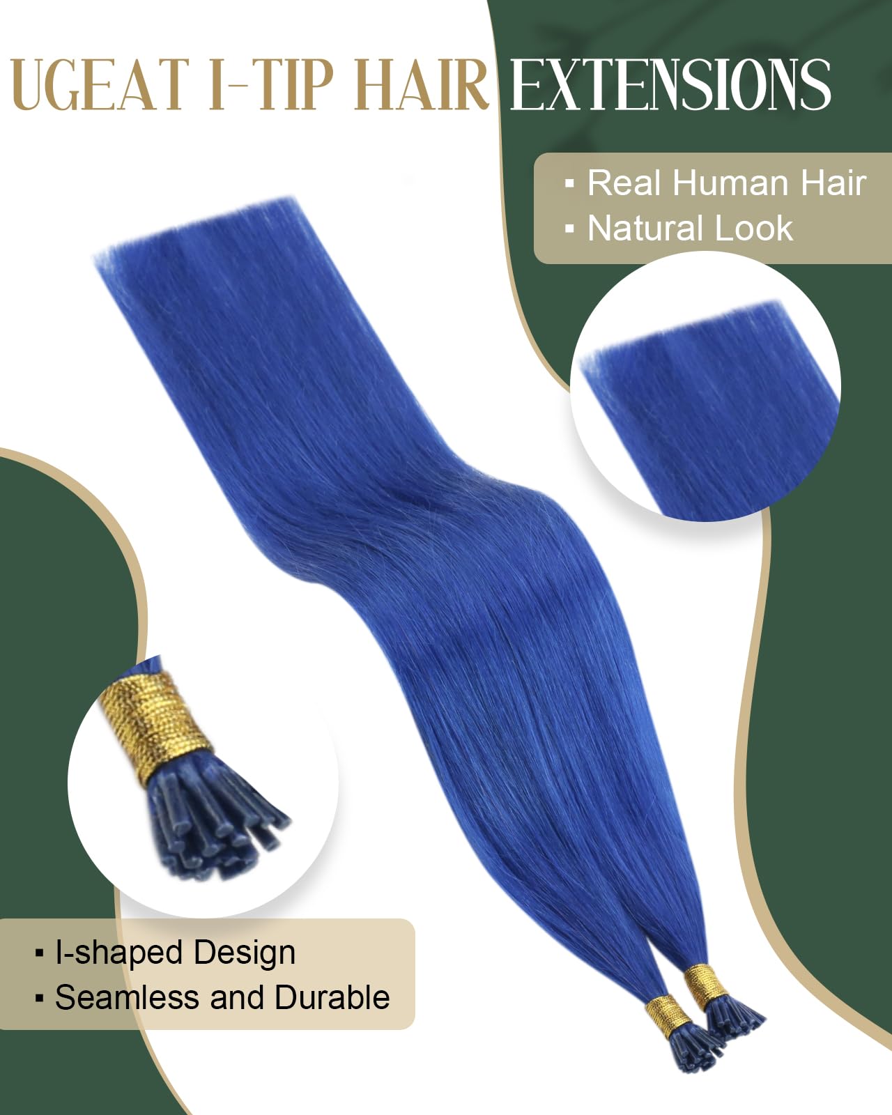 Ugeat Hair I Tip Hair Extensions Colored 25s I tip Hair Extensions Human Hair for Party Blue Itip Hair Extensions Real Human Hair Cosplay Pre Bonded Hair Extensions Purple 14 Inch 20g