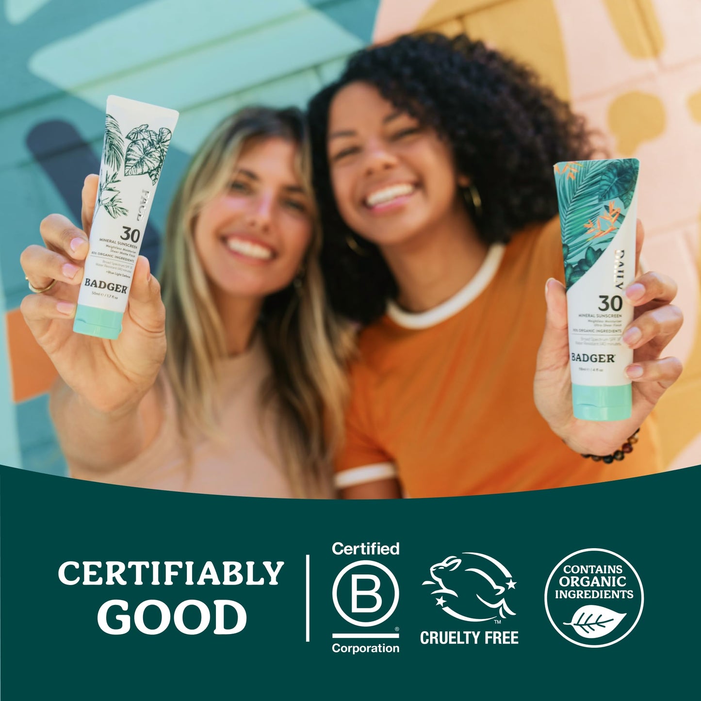 Badger Mineral Daily and Face Sunscreen Combo, SPF 30 Lightweight Organic Mineral Sunscreens with Zinc Oxide, Hydrating Everyday Sunscreen Lotions for Face & Body, Vegan & Unscented, 2-Pack