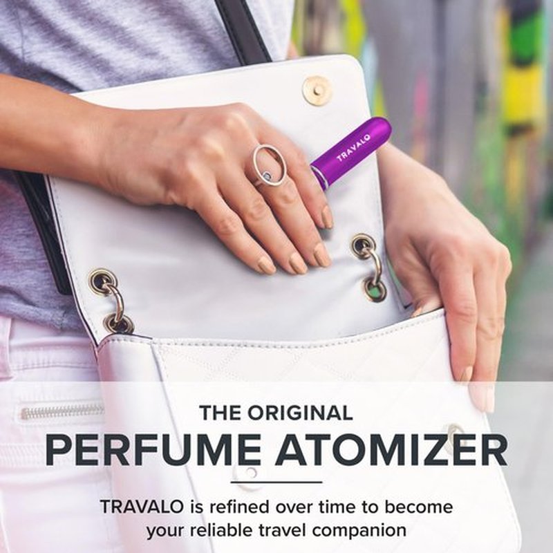 Travalo Classic HD Perfume Atomizer | Genie-S TSA Approved Travel Perfume Bottle Refillable | Reusable Airtight Easy-Fill Mini Pump Sprayer | Lightweight Elegant Design w/Volume Window Purple 0.17oz