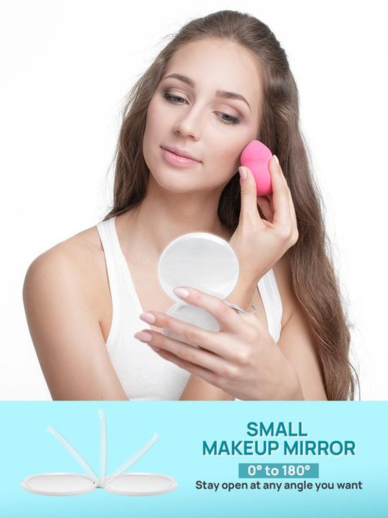 Macaki Compact Mirror for Purses,1X/15X Magnifying Mirror,3-inch Pocket Size Small Mirror for Travel and Makeup,Round White