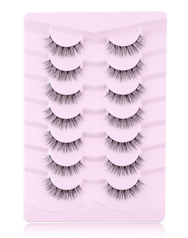 Onlyall Wispy Lashes Natural Look Short Eyelashes Lite Volume False Eyelashes Natural Lashes Soft False Eye Lashes Pack 7 Pairs D4