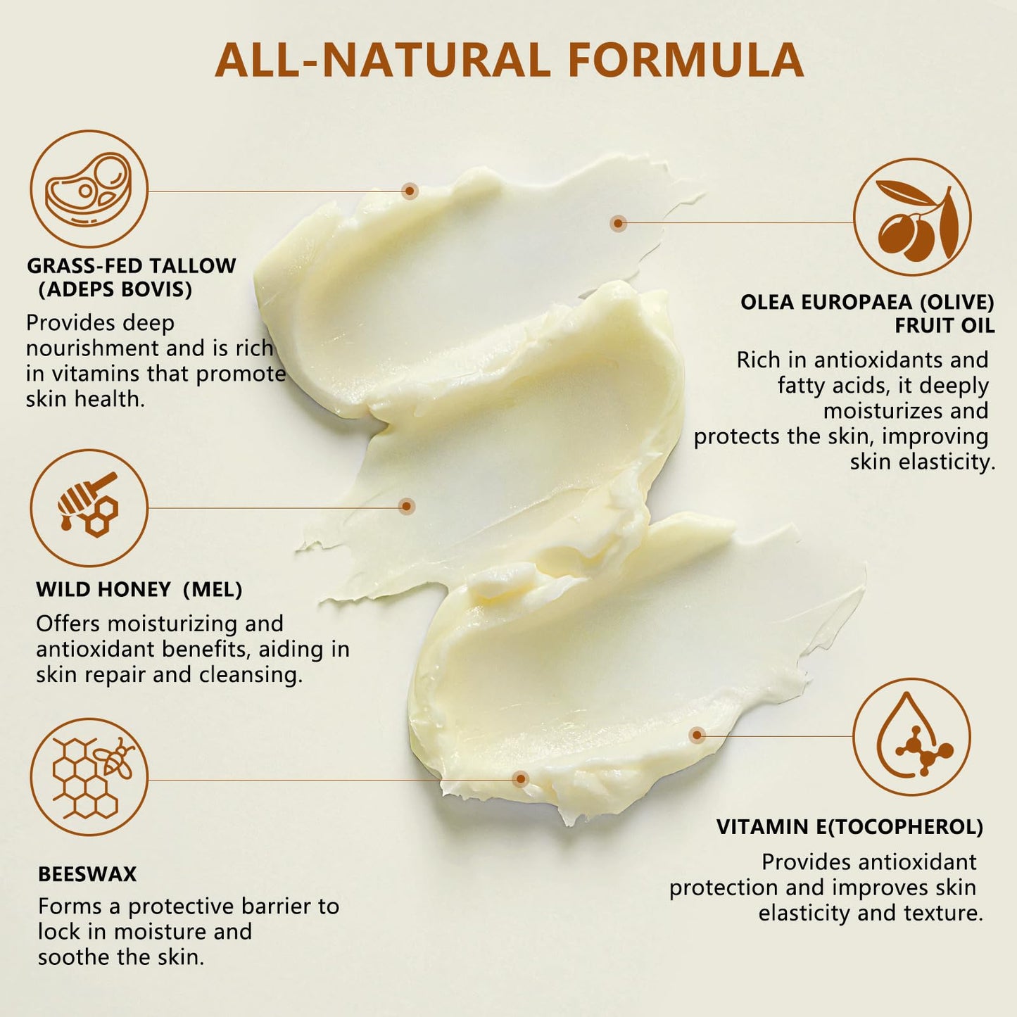 Lilei Beauty Beef Tallow for Skin, Grass-Fed Beef Tallow and Honey Balm, Whipped Body Butter & Face Moisturizer, Unscented Body Cream, Soothes Dry & Sensitive Skin