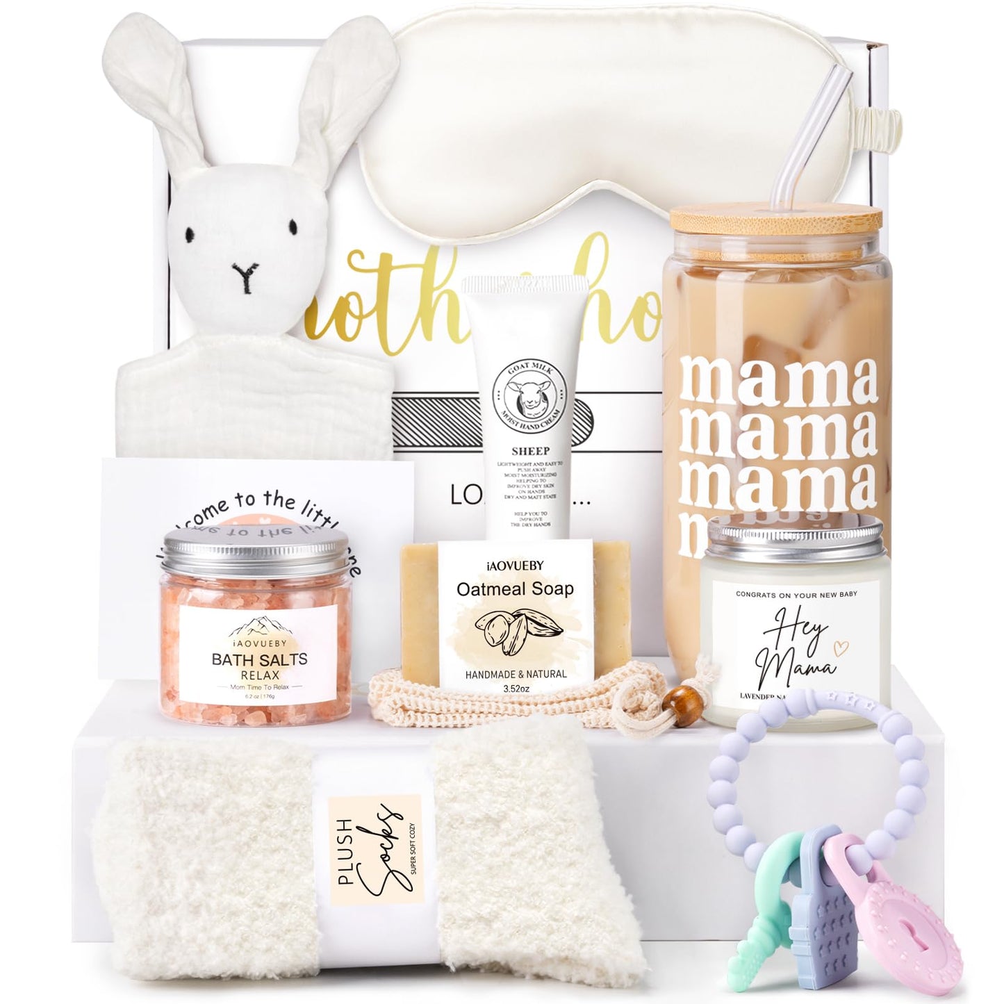 iAOVUEBY New Mom Care Package After Baby, 12PCS New Mom Gifts & Baby Shower Gift Essentials, Pregnancy Gifts For Expecting Mom, First Time Mothers Day Birthday Gift Basket for Women Mom to Be