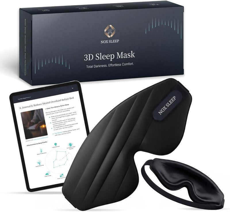 Nox Sleep 3D Sleep Mask - 100% Blackout Eye Mask for Men | Ice Silk, Lightweight & Soft for Travel