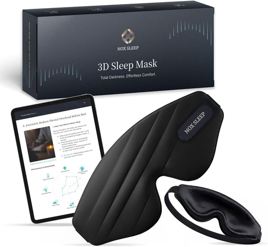 Nox Sleep 3D Sleep Mask - 100% Blackout Eye Mask for Men | Ice Silk, Lightweight & Soft for Travel