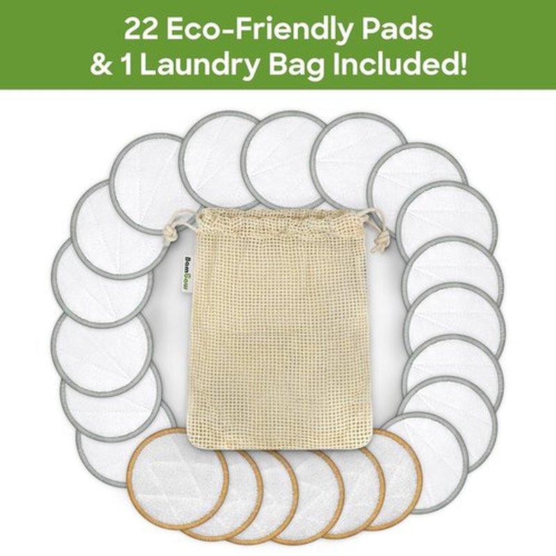 Bambaw Reusable Makeup Remover Pads | 22 Cotton Rounds, 1 Bag for Laundry & Storage | Cotton Rounds for Face | Eye Makeup Remover Pads | Reusable Cotton Rounds | Cotton Pads | Cotton Pads for Face