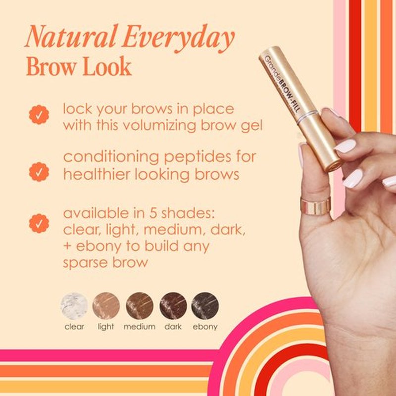 Grande Cosmetics GrandeBROW-FIL Volumizing Brow Gel, Ebony, 0.14 fl. oz.