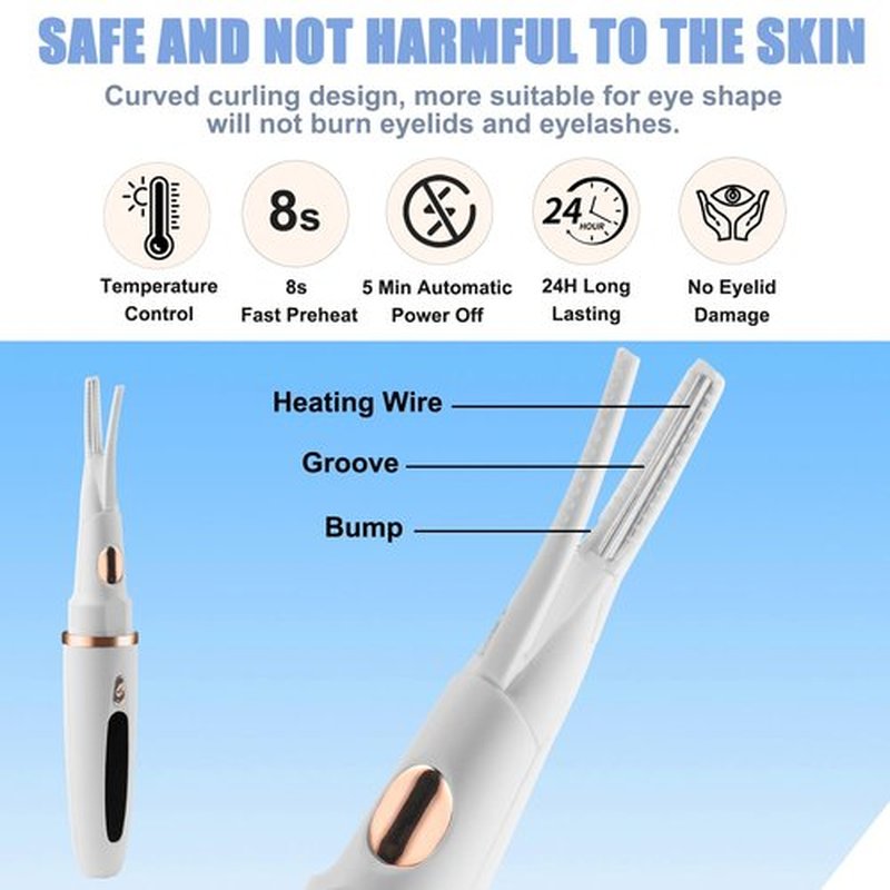 Heated Eyelash Curlers - 2 in 1 Clip- Type Heated lash Curler Best Seller Electric Eyelash Curler LED Display 3 Temp Settings for Makeup Tools USB Rechargeable Natural Curling 24H Long Lasting