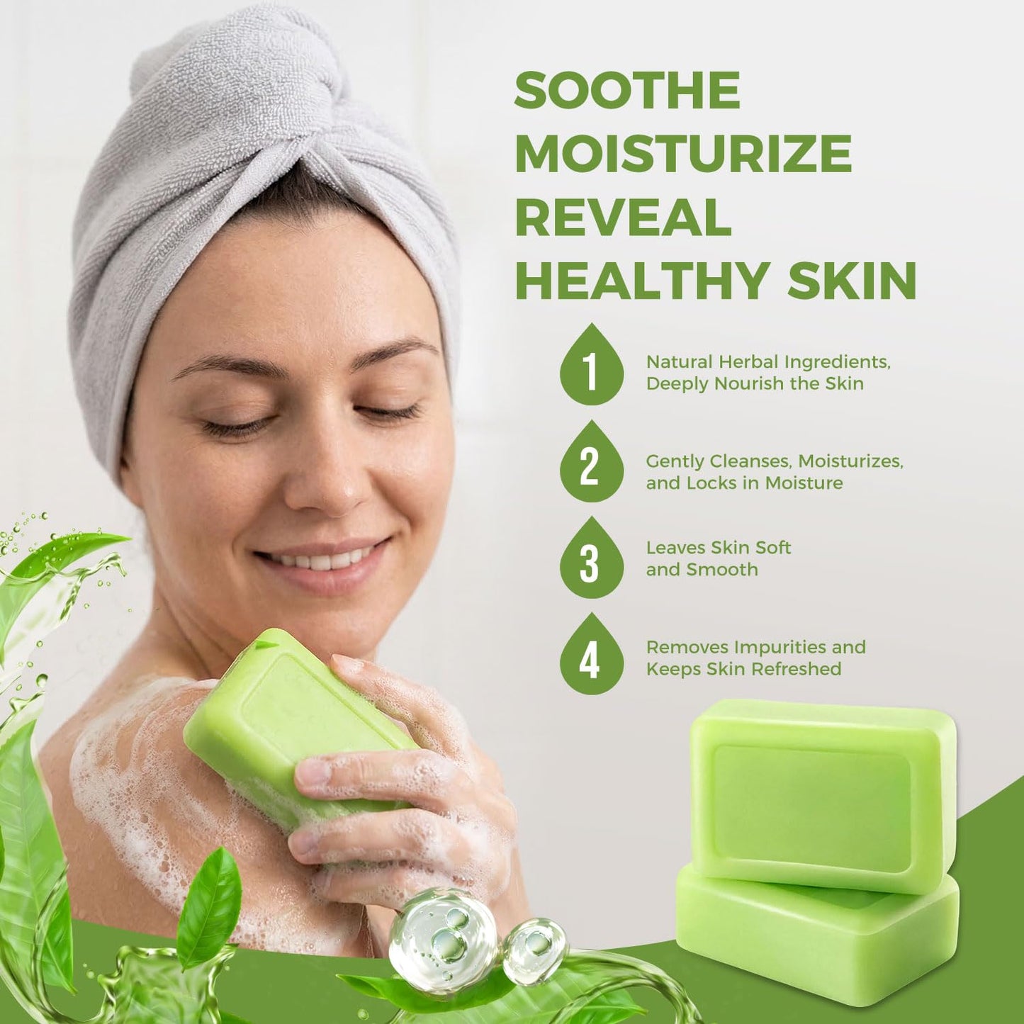 MUREND Tea Tree Soap, Relief Oil Soap Bar Infused with Tea Tree Oil, Foot & Body Soaps for Healthy Skin, Addresses Skin Irritations, Deep Pore Cleansing, Gentle Exfoliating Soap Bar for Men Women