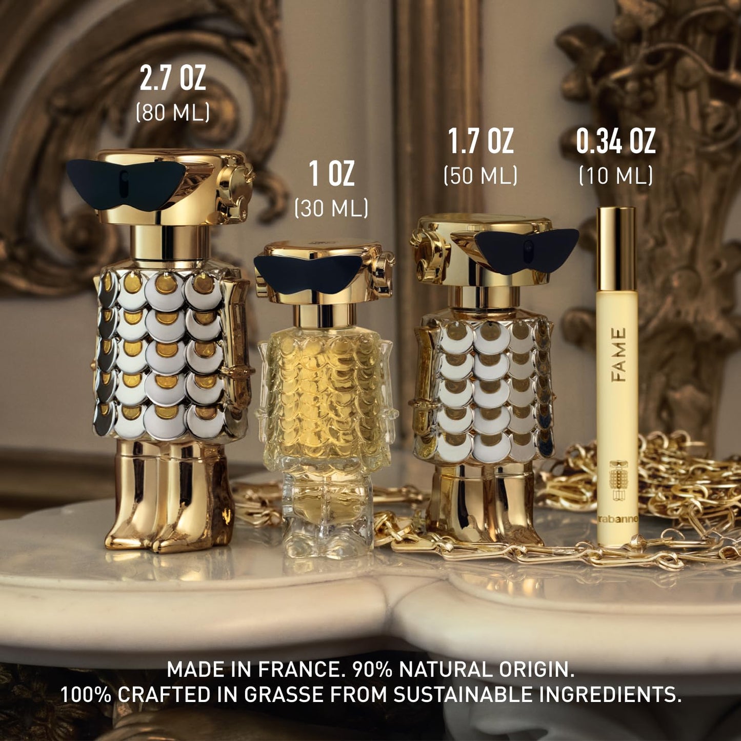 Rabanne Fame Eau de Parfum for Women - Fruity Floral Luxury Perfume with Mango, Jasmine & Incense - Long Lasting Refillable French Designer Fragrance Spray from Grasse, 1 oz