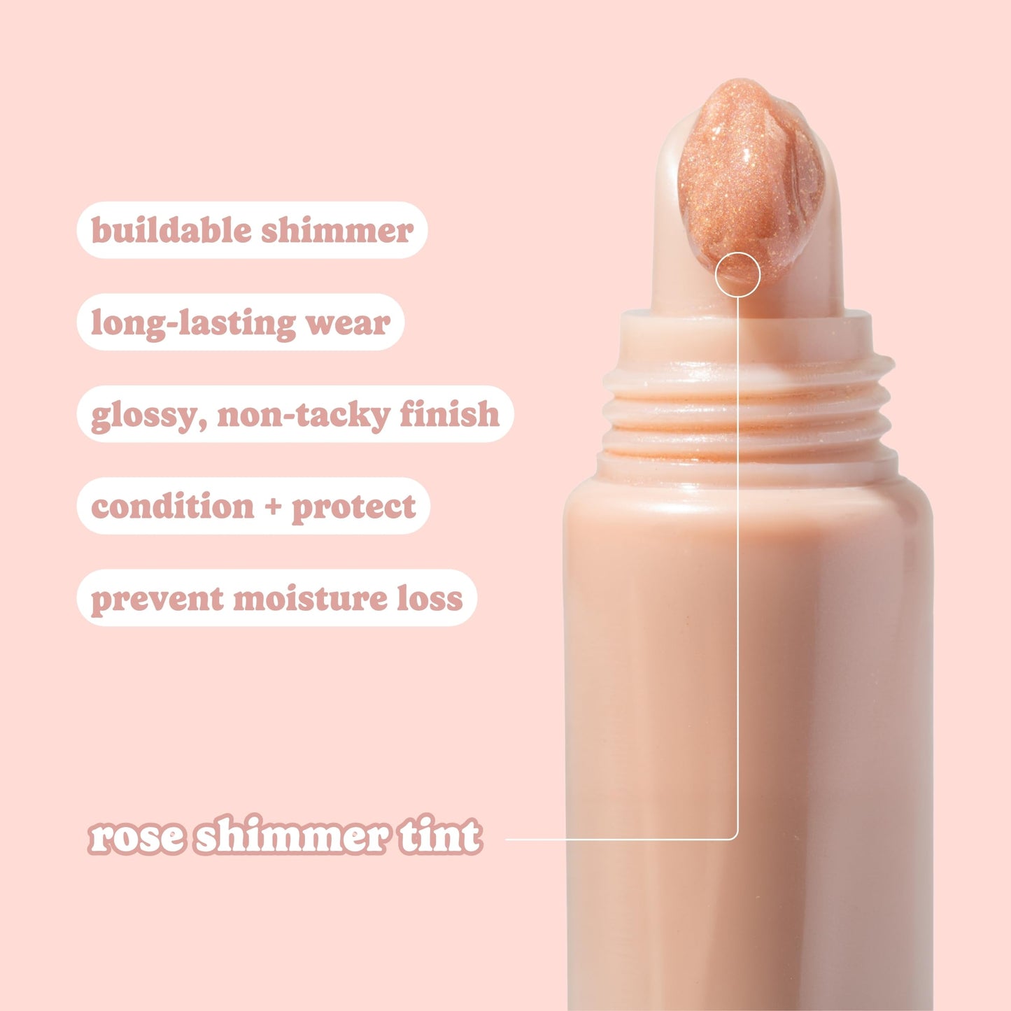 ESW Beauty Rose Sugar Smoothie Shimmer Lip Treatment – Soft Rose & Sweet Sugar with Shea Butter & Vitamin E for Luminous Shine & Daily Protection
